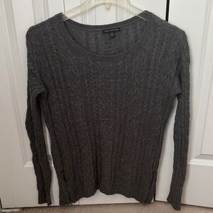 AE Gray Cable Knit Sweater